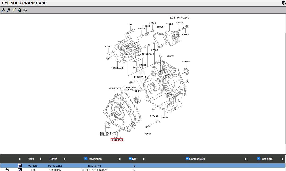 Genuine Kawasaki 92150-2252 Crankcase Flange Bolts 8X45 FC540V FE290D FE350D - Image 5
