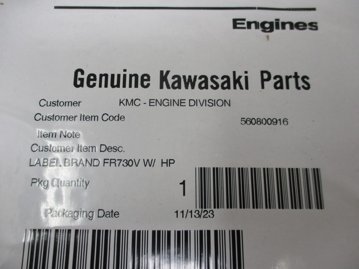 Genuine Kawasaki 56080-0916 Decal FR730V 24.0HP FR730V-GS05 & FR730V-HS05 - Image 3