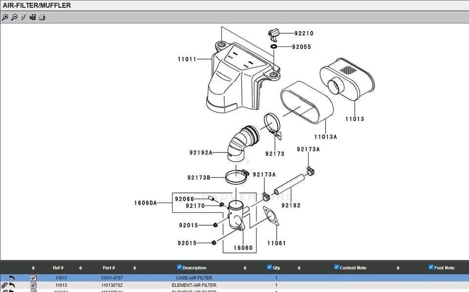 Genuine Kawasaki 11011-0787 Air Filter Cover Pre & Air Filter FS481V FS541 - Image 4