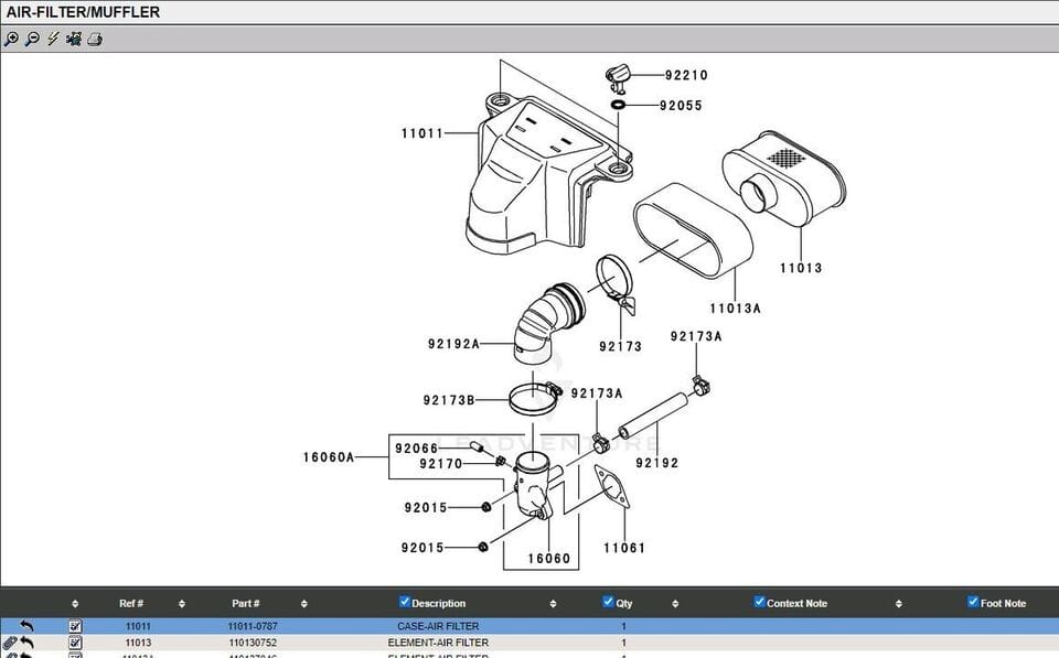 Genuine Kawasaki 11011-0787 Air Filter Cover Pre & Air Filter FS481V FS541 - Image 4