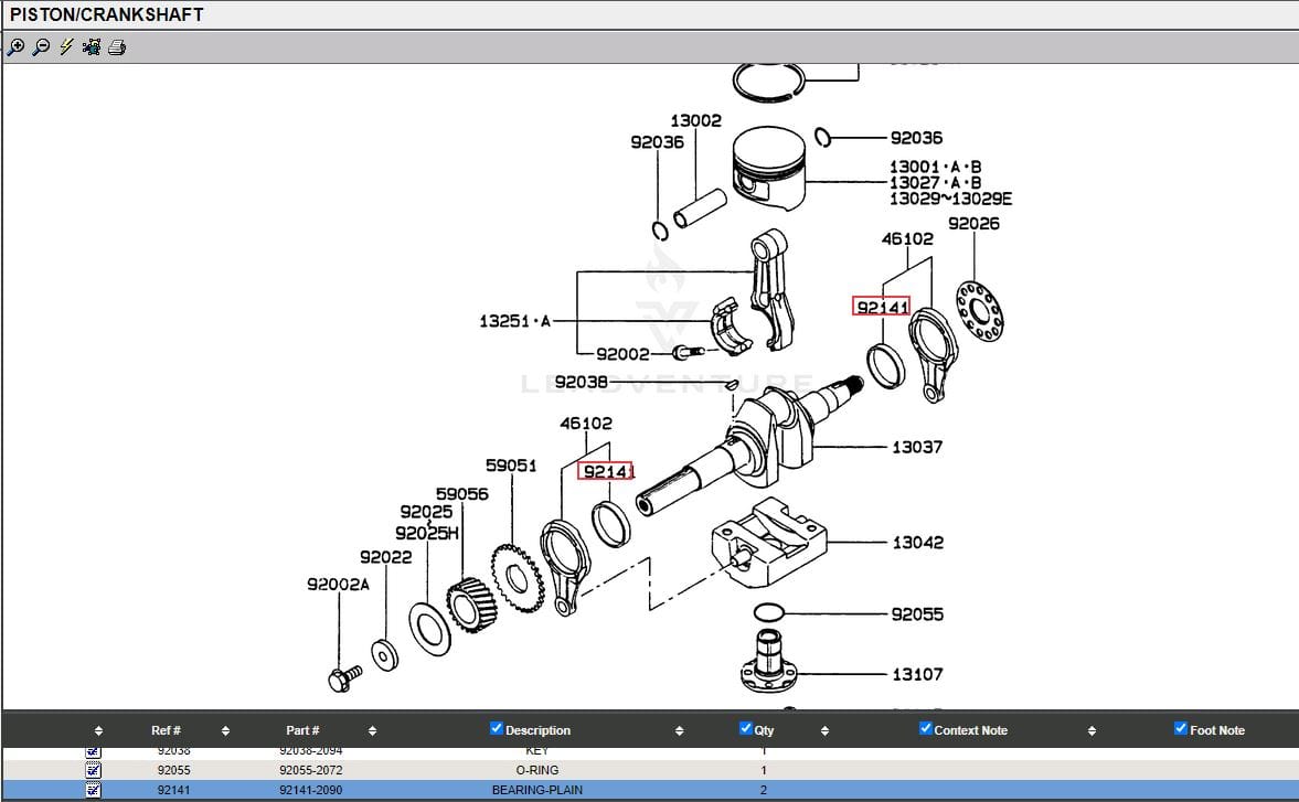 2 Pcs Genuine Kawasaki 92141-2090 Crankshaft Rod Bearing for 46102-6004 FE290D - Image 3