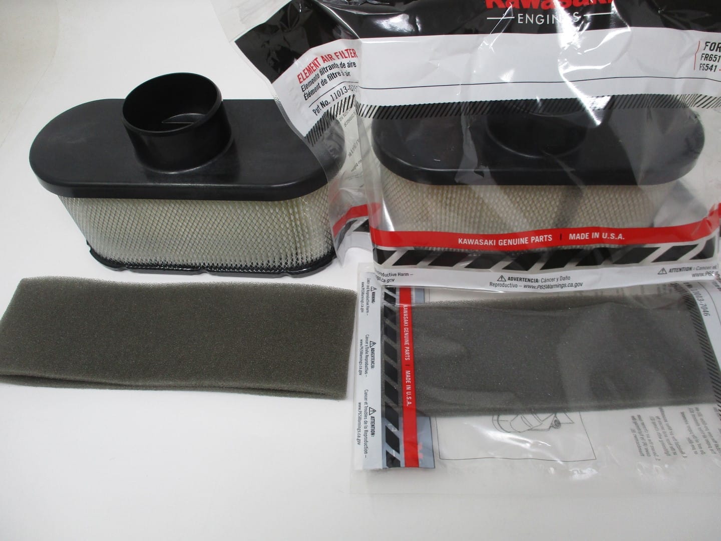 2 Genuine Kawasaki Air & Pre Filter-11013-0752 & 11013-7046 FR651V FR691V FR730V - Image 3