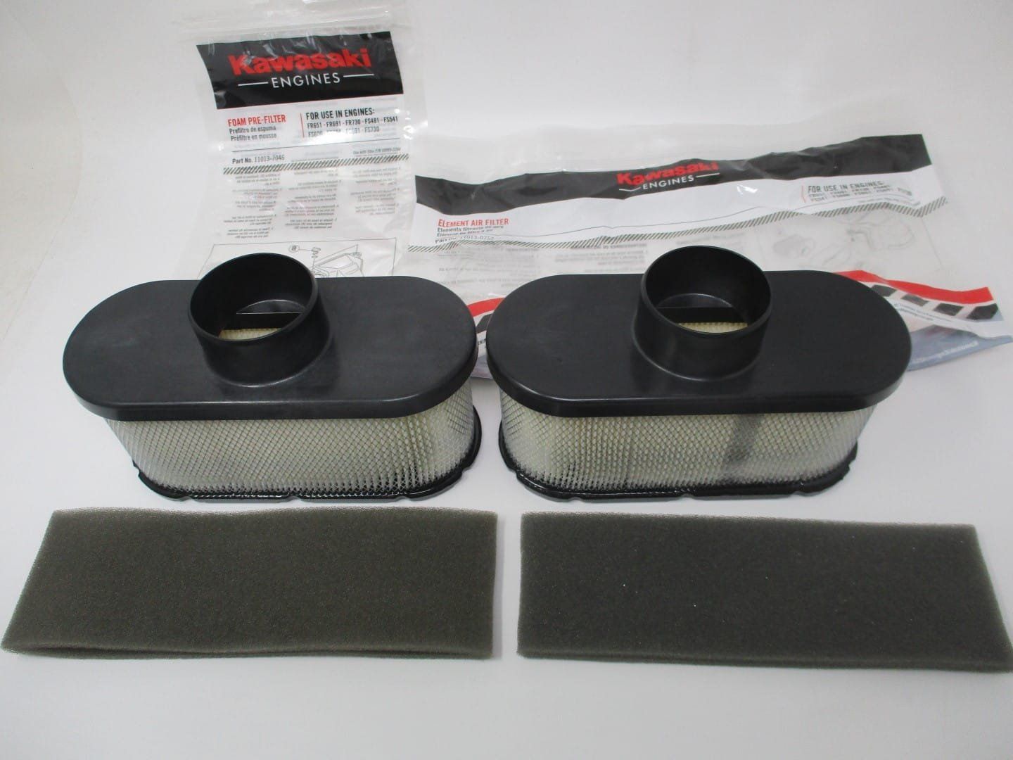 2 Genuine Kawasaki Air & Pre Filter-11013-0752 & 11013-7046 FR651V FR691V FR730V