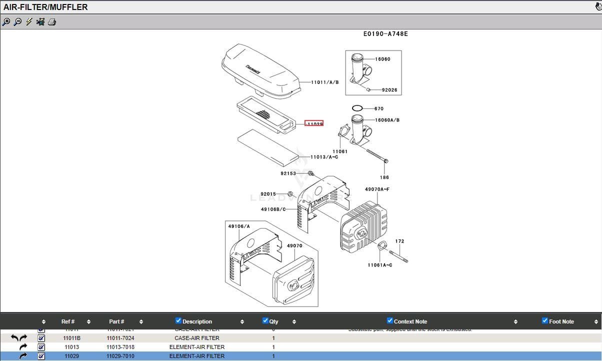 Genuine Kawasaki 11011-7025 Air & Pre-Air Filter Cover 11029-0017 for FJ180V - Image 4