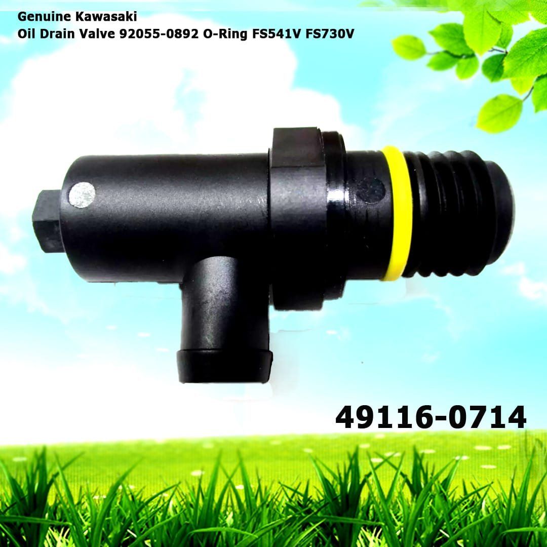 Genuine Kawasaki 49116-0714 Oil Drain Valve w/ 92055-0892 O-Ring FS541V FS730V