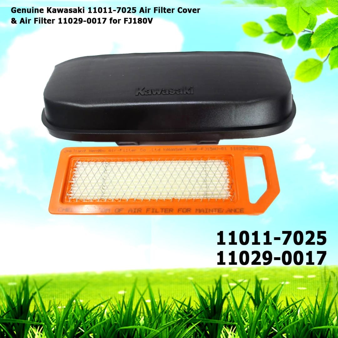 Genuine Kawasaki 11011-7025 Air Filter Cover & 11029-0017 Air Filter for FJ180V