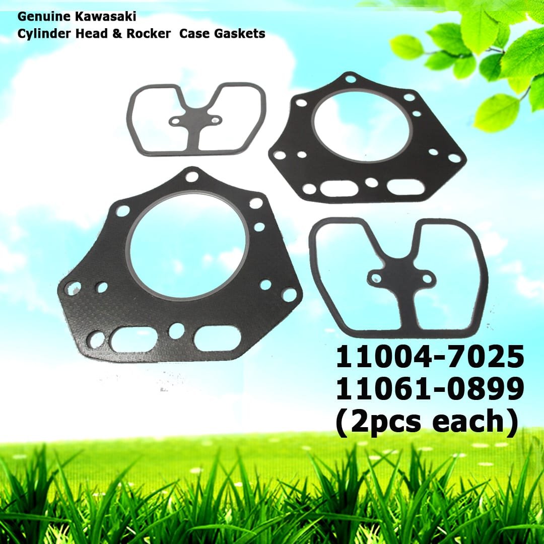 2 Set Genuine Kawasaki 11004-7025 Cylinder Head & Rocker 11061-0899 Case Gaskets