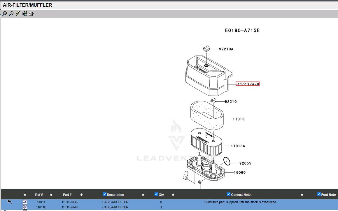 Genuine Kawasaki 11011-7046 Air Filters & Cover with Nut 92210-7019 FH541V FH580V - Image 5