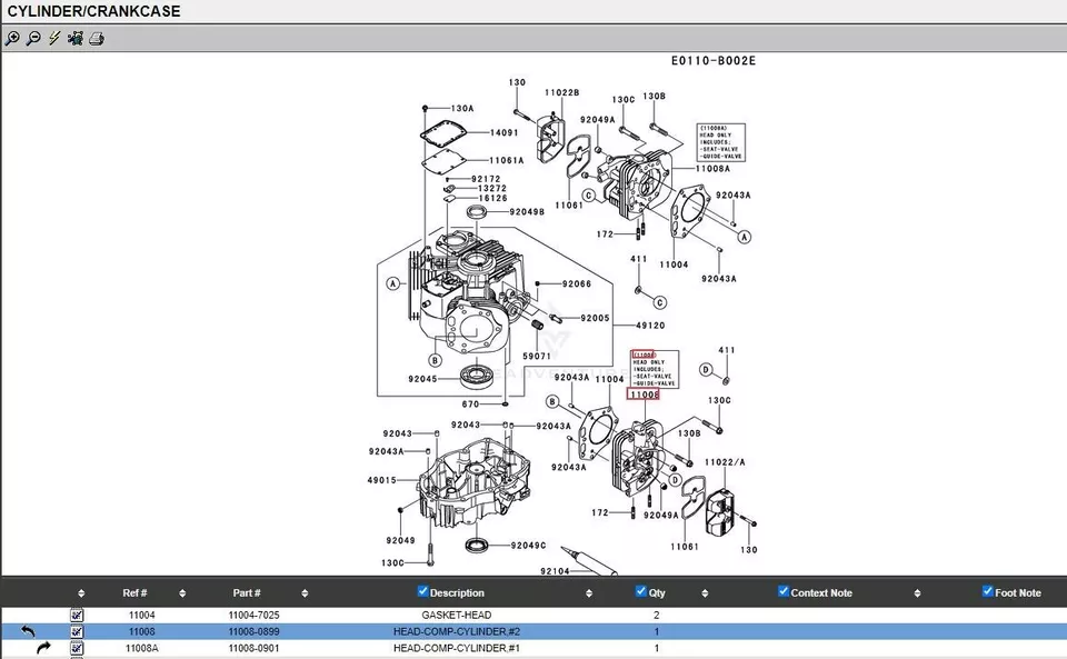 Genuine Kawasaki Head #2 99999-0624 11008-1498 Complete FX751V FX801V FX850V - Image 4