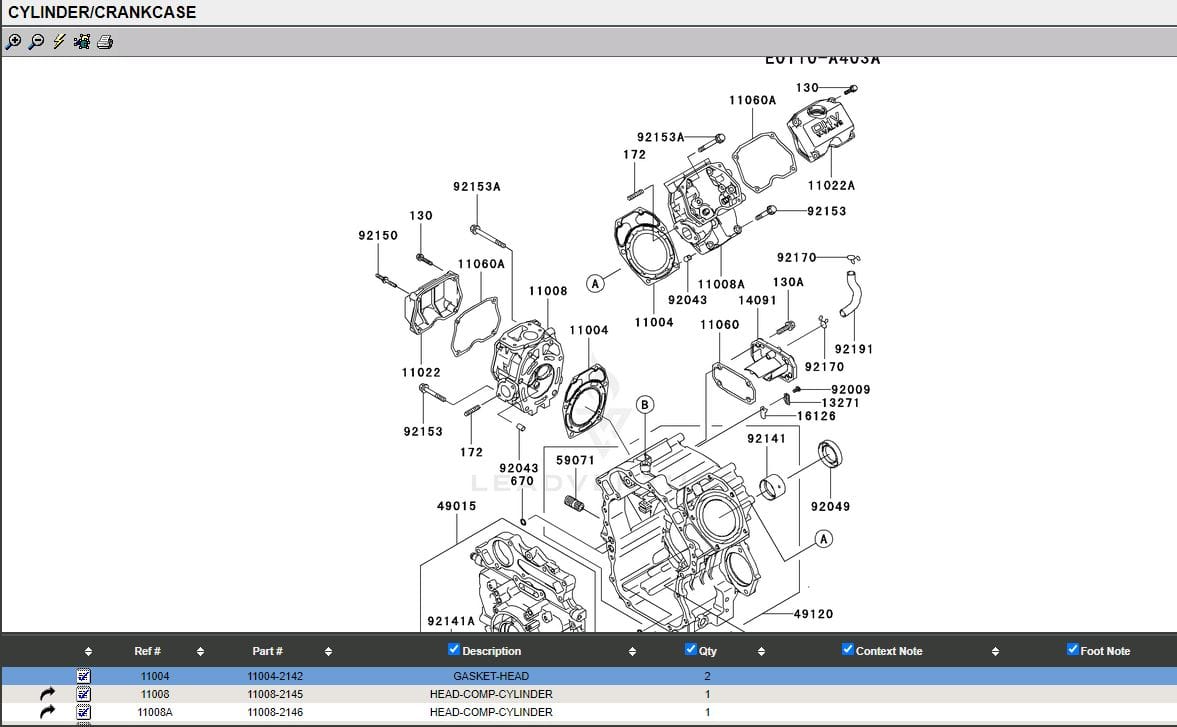 2 Genuine Kawasaki 11004-2142 Head & Rocker 11060-2470 Cover Gasket - Image 5