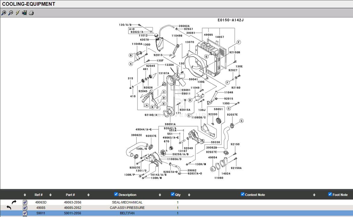Genuine Kawasaki 59011-2056 Fan V-Belt Water Pump  FD590V FD611V FD620D - Image 4