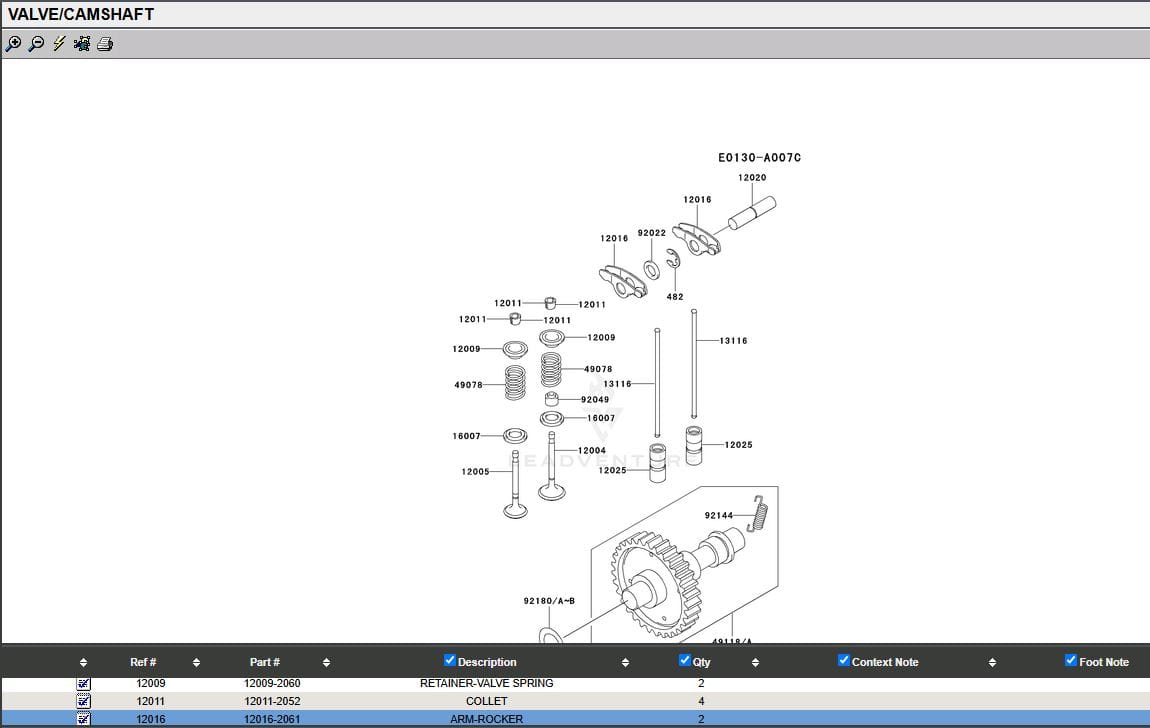 Genuine Kawasaki 12016-2061 Rocker Arm FE350D FE400D 11008-2121 Cylinder Head - Image 7