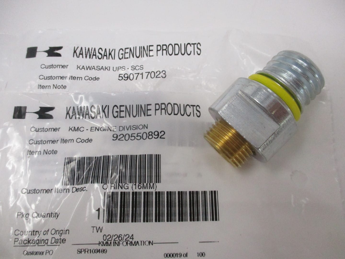 Genuine Kawasaki 59071-7023 Oil Drain Adaptor w Plug O-Ring FR600V FR651V FR691V - Image 4