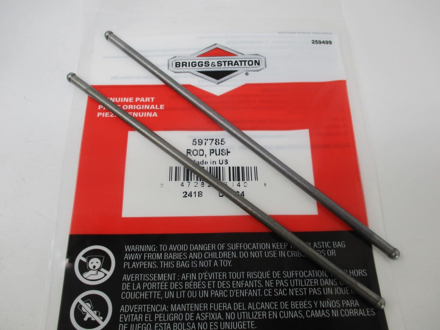 2 Genuine Briggs & Stratton 597785 690981 Push Rods 20 Hp 40R677 40R677 49E877 - Image 3