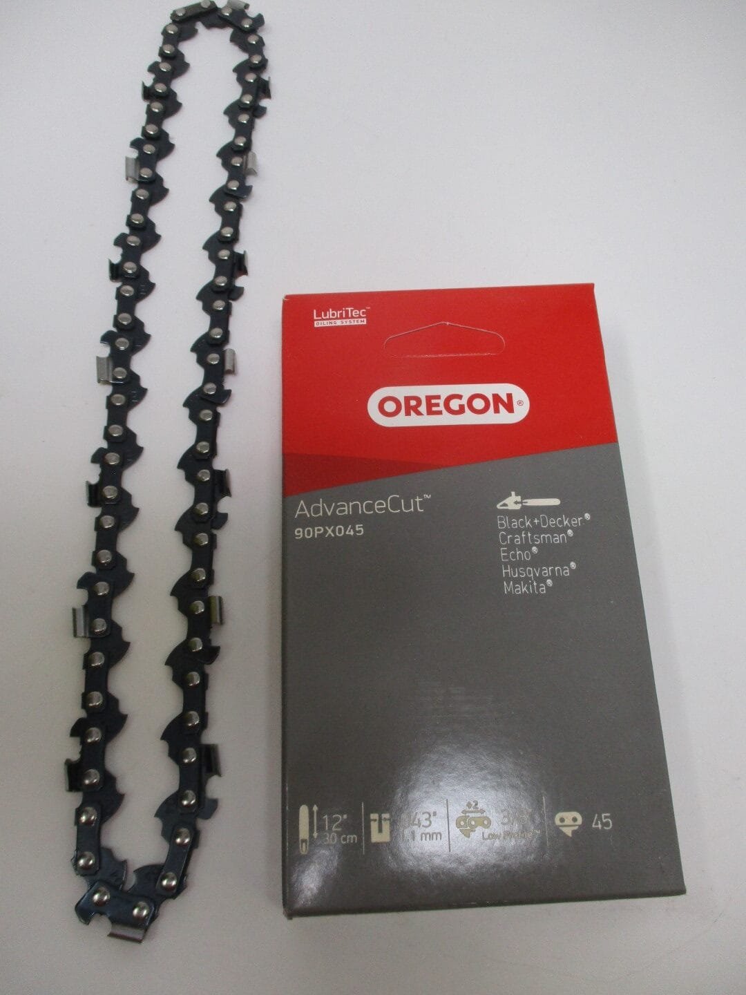 Genuine Oregon 90PX045 AdvanceCut Chainsaw Chain for 12" Bar -45 Drive Links 3/8” Low Profile .043" Gauge  – fits Echo, Makita, Craftsman, Husqvarna, Ryobi and more - Image 2