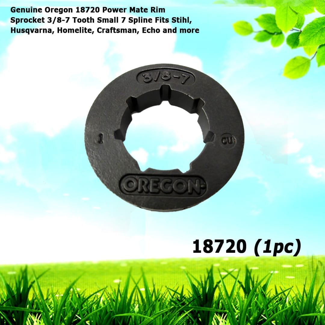 Genuine Oregon 18720 Power Mate Rim Sprocket 3/8-7 Tooth Small 7 Spline  Fits Stihl, Husqvarna, Homelite, Craftsman, Echo and more