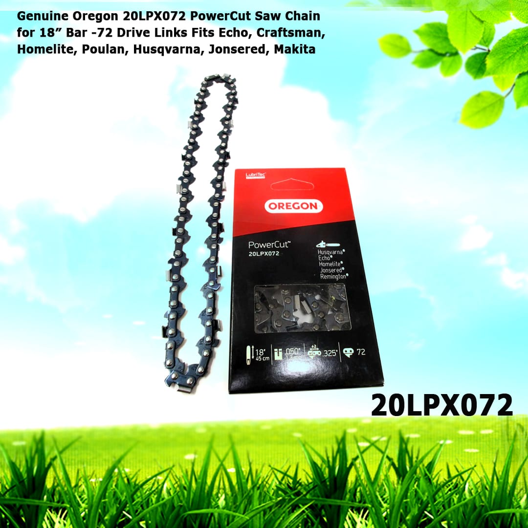 Genuine Oregon 20LPX072 PowerCut Saw Chain for 18" Bar -72 Drive Links Fits Echo, Craftsman, Homelite, Poulan, Husqvarna, Jonsered, Makita