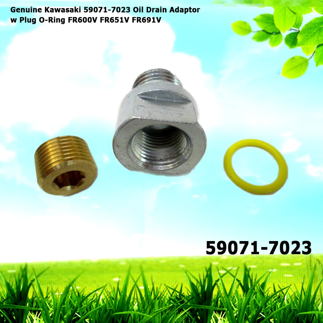 Genuine Kawasaki 59071-7023 Oil Drain Adaptor w Plug O-Ring FR600V FR651V FR691V