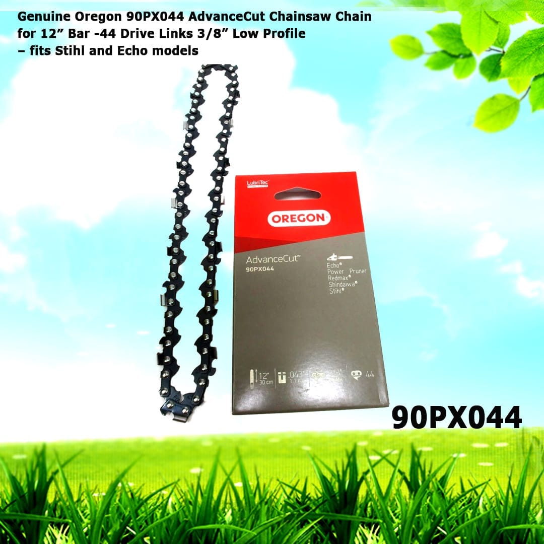 Genuine Oregon 90PX044 AdvanceCut Chainsaw Chain for 12" Bar -44 Drive Links 3/8” Low Profile – fits Stihl and Echo models