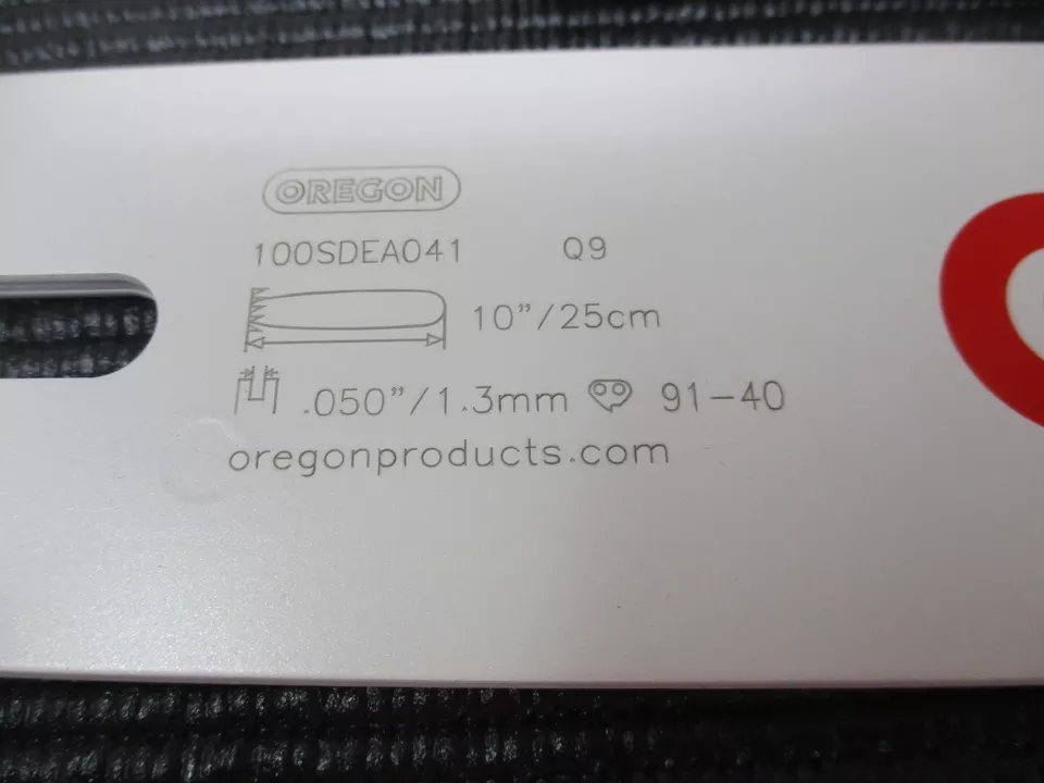 Oregon 100SDEA041 10” Single Rivet Guide Bar 3/8 LP .050 Gauge 40 Drive Links - Image 2