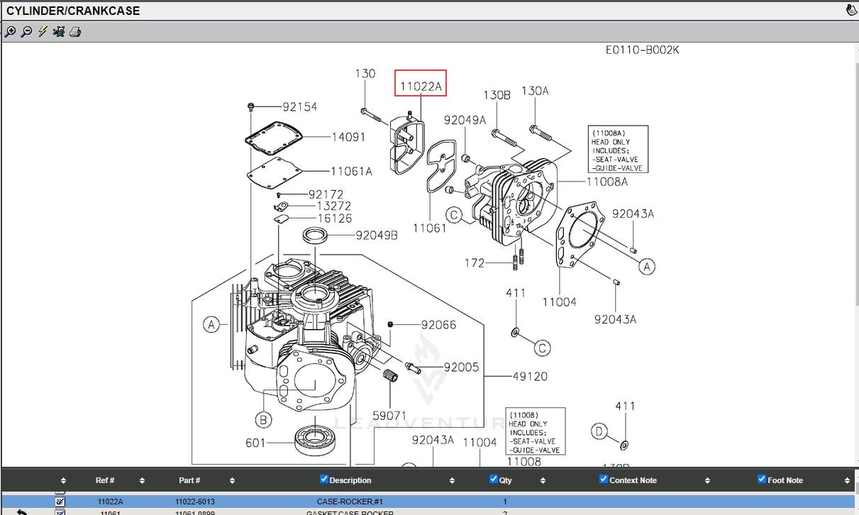 Genuine Kawasaki 11022-6013 Rocker Case Cover #1 - Image 6