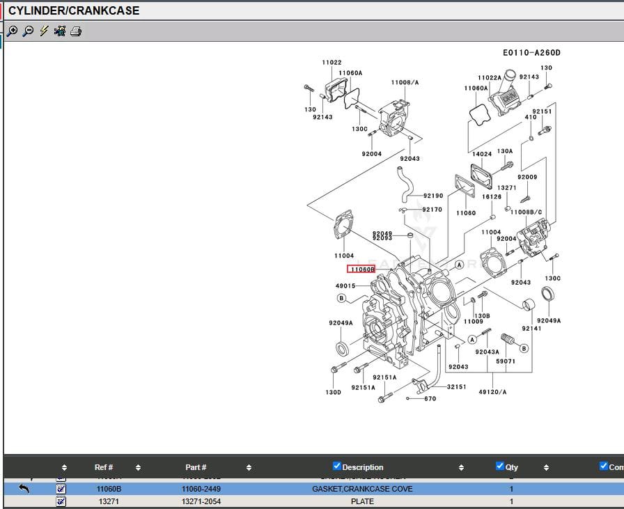 Genuine Kawasaki 11061-1680 Crankcase Gasket FD590V FD611V FD620D FD661D - Image 6