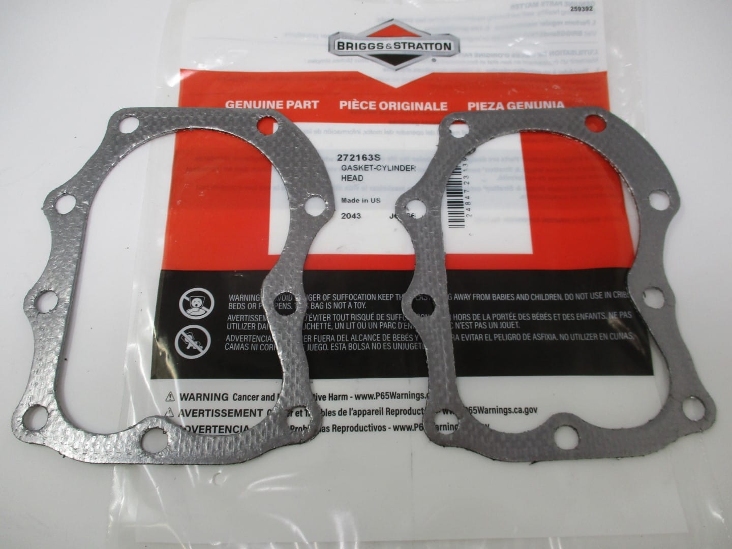 2 Genuine Briggs & Stratton 272163S Cylinder Head Gasket (Replaces 270430) - Image 3