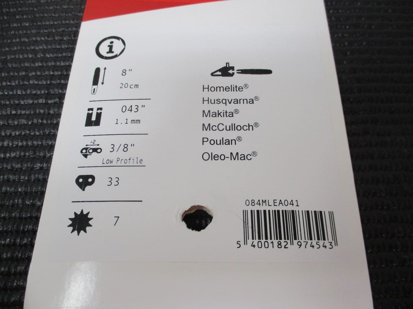 Oregon 084MLEA041 8” Single Rivet Guide Bar 3/8 LP .043 Gauge 33 Drive Links - Image 5