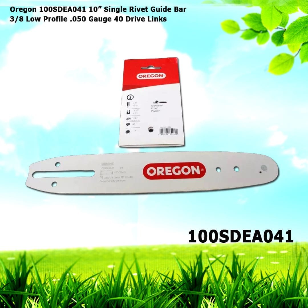 Oregon 100SDEA041 10” Single Rivet Guide Bar 3/8 LP .050 Gauge 40 Drive Links