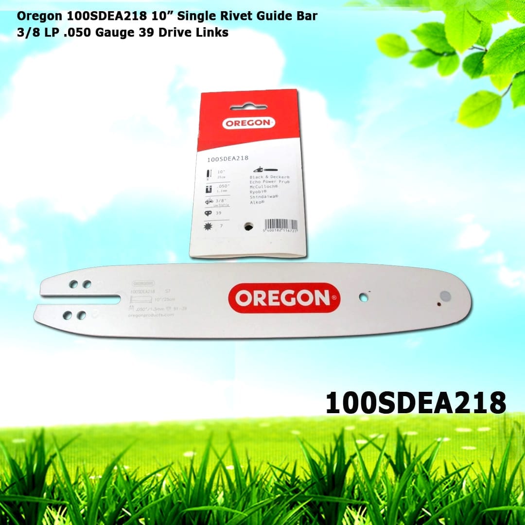 Oregon 100SDEA218 10” Single Rivet Guide Bar 3/8 LP .050 Gauge 39 Drive Links