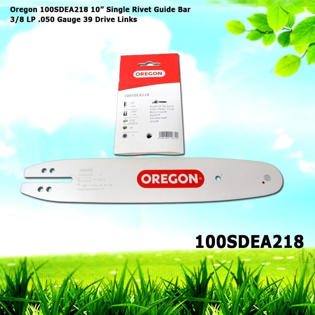 Oregon 100SDEA218 10” Single Rivet Guide Bar 3/8 LP .050 Gauge 39 Drive Links