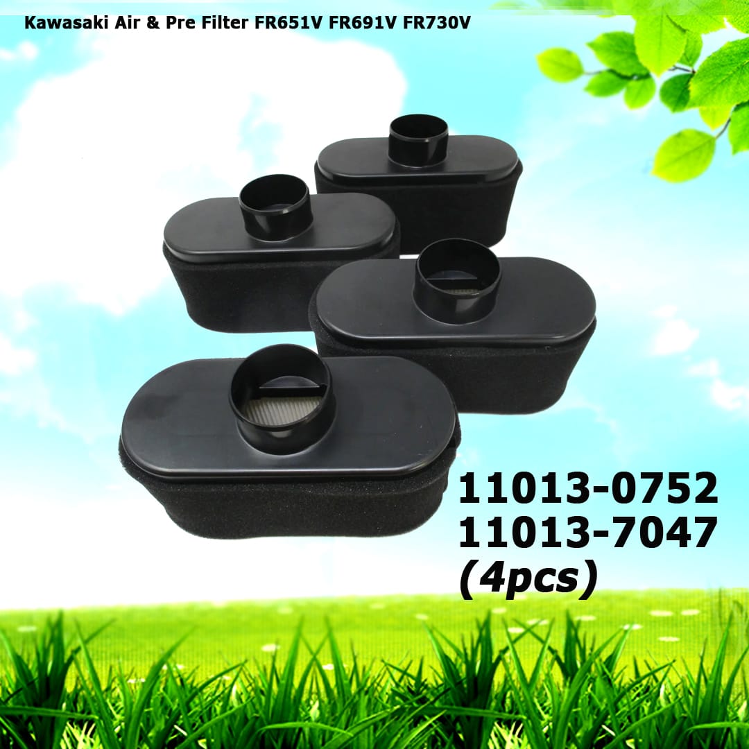 4 For Kawasaki 11013-0752 11013-7047 Air & Pre Filter FR651V FR691V FR730V