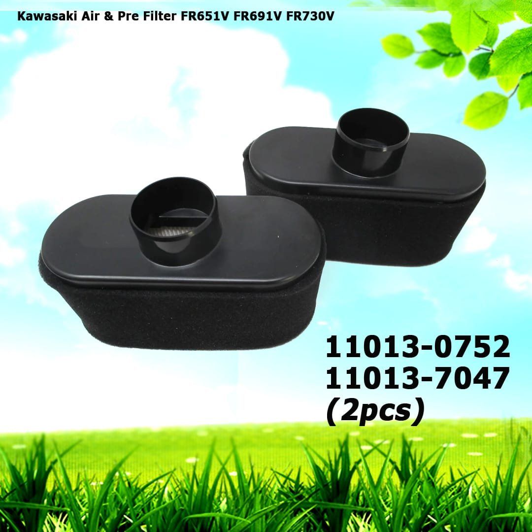 2 For Kawasaki 11013-0752 11013-7047 Air & Pre Filter FR651V FR691V FR730V