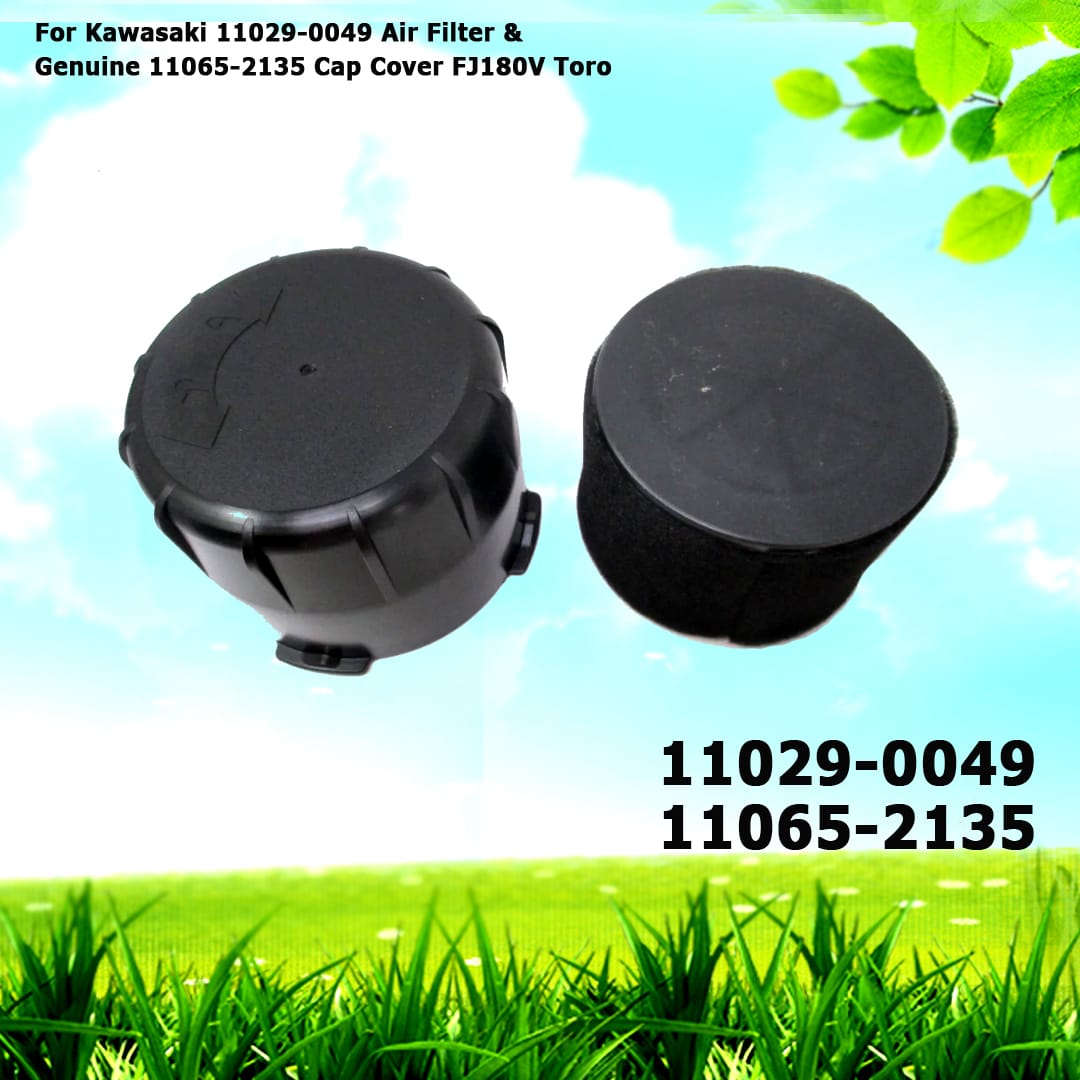 For Kawasaki 11029-0049 Air Filter & Genuine 11065-2135 Cap Cover FJ180V Toro