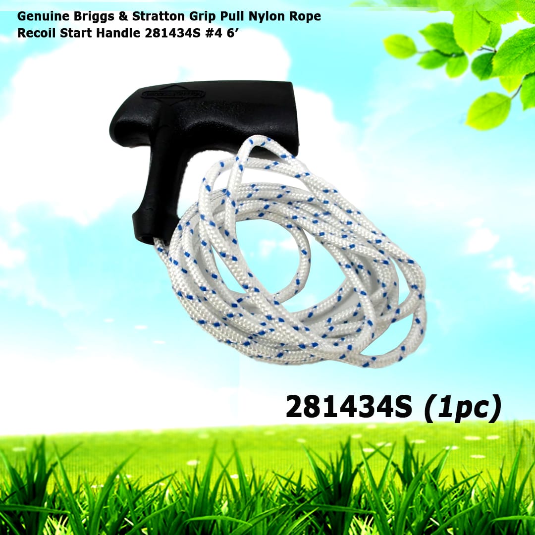 Genuine Briggs & Stratton Grip Pull Nylon Rope Recoil Start Handle 281434S #4 6'