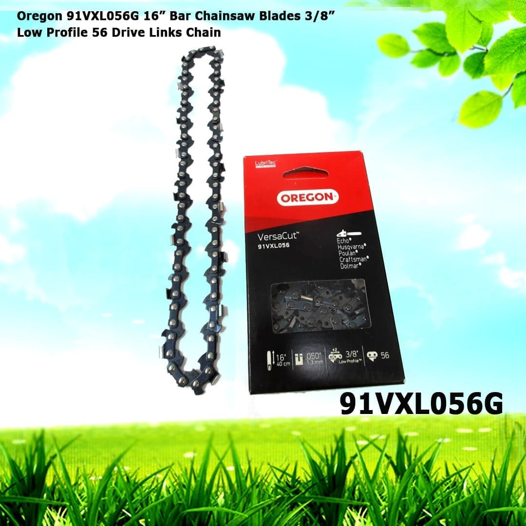 Oregon 91VXL056G 16” Bar Chainsaw Blades 3/8” Low Profile 56 Drive Links Chain