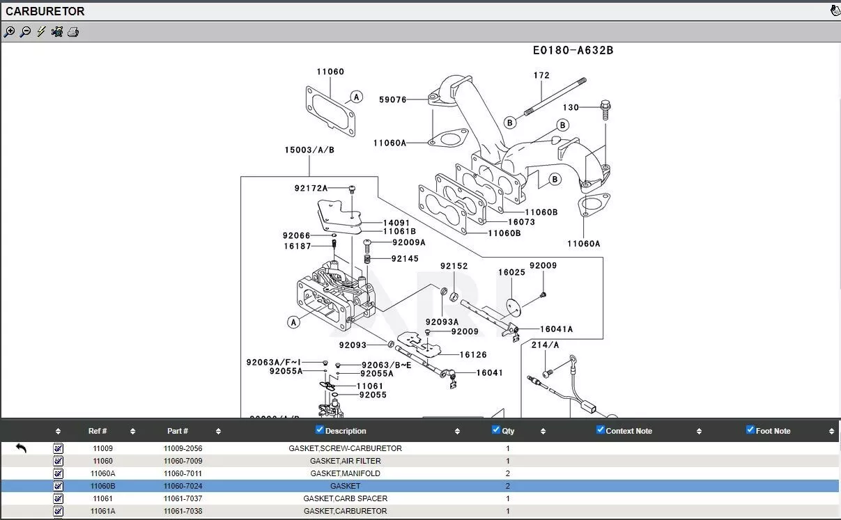 2 For Kawasaki 11060-7024 Carburetor Manifold Gasket FH601V FH641V FH680V - Image 4