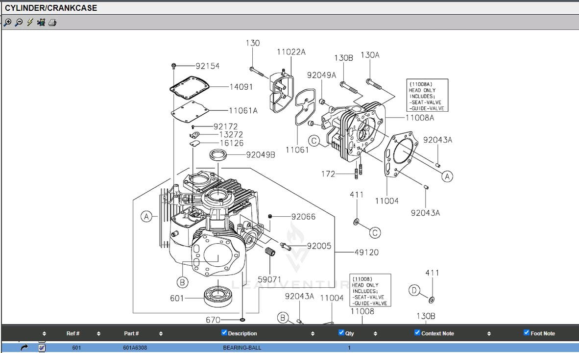 Genuine Kawasaki 601A6308 Crankshaft Bearing FX751V FX801V KX850V FX921V FXT00V - Image 5