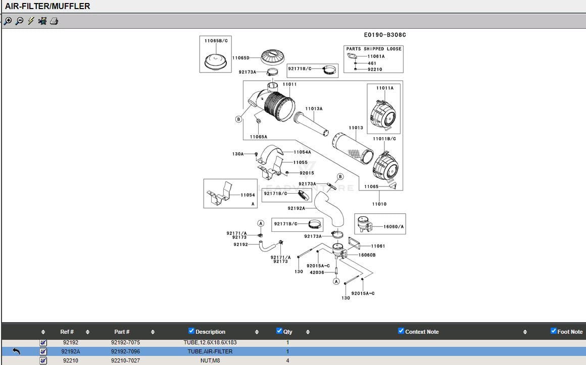 Genuine Kawasaki 92192-7096 Bottom Air Intake Hose Tube Canister FX921V FXT00V - Image 5