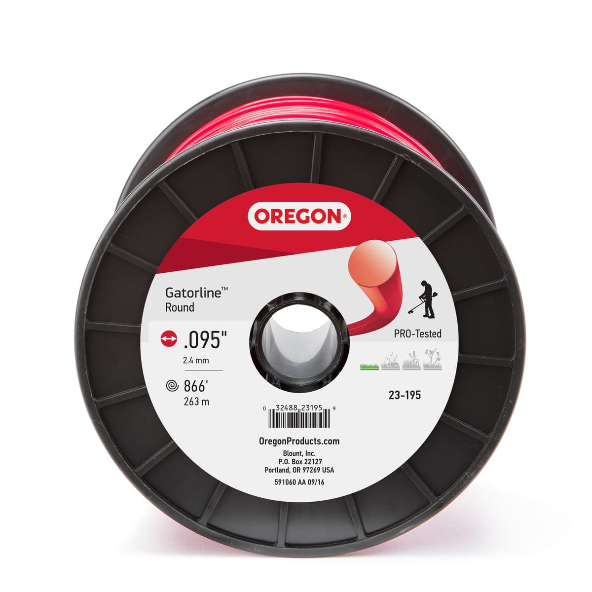 Oregon 23-195 Gatorline Red Round Trimmer Line, .095" x 866' 3lb Spool