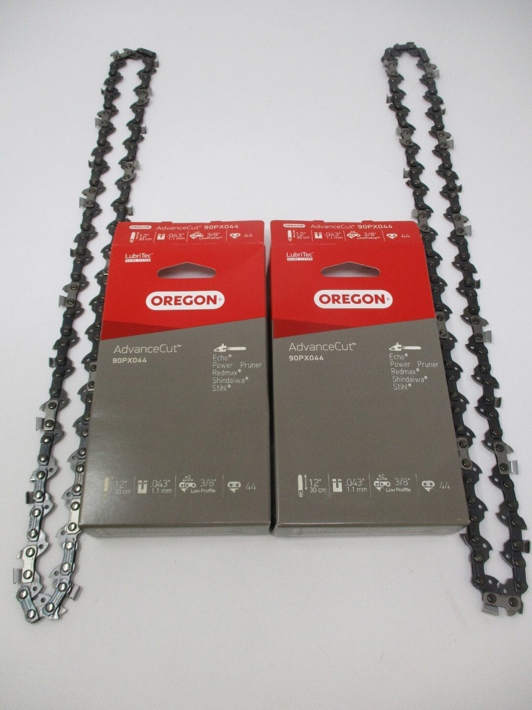 2 Genuine Oregon 90PX044 AdvanceCut Chainsaw Chain for 12" Bar -44 Drive Links 3/8” Low Profile