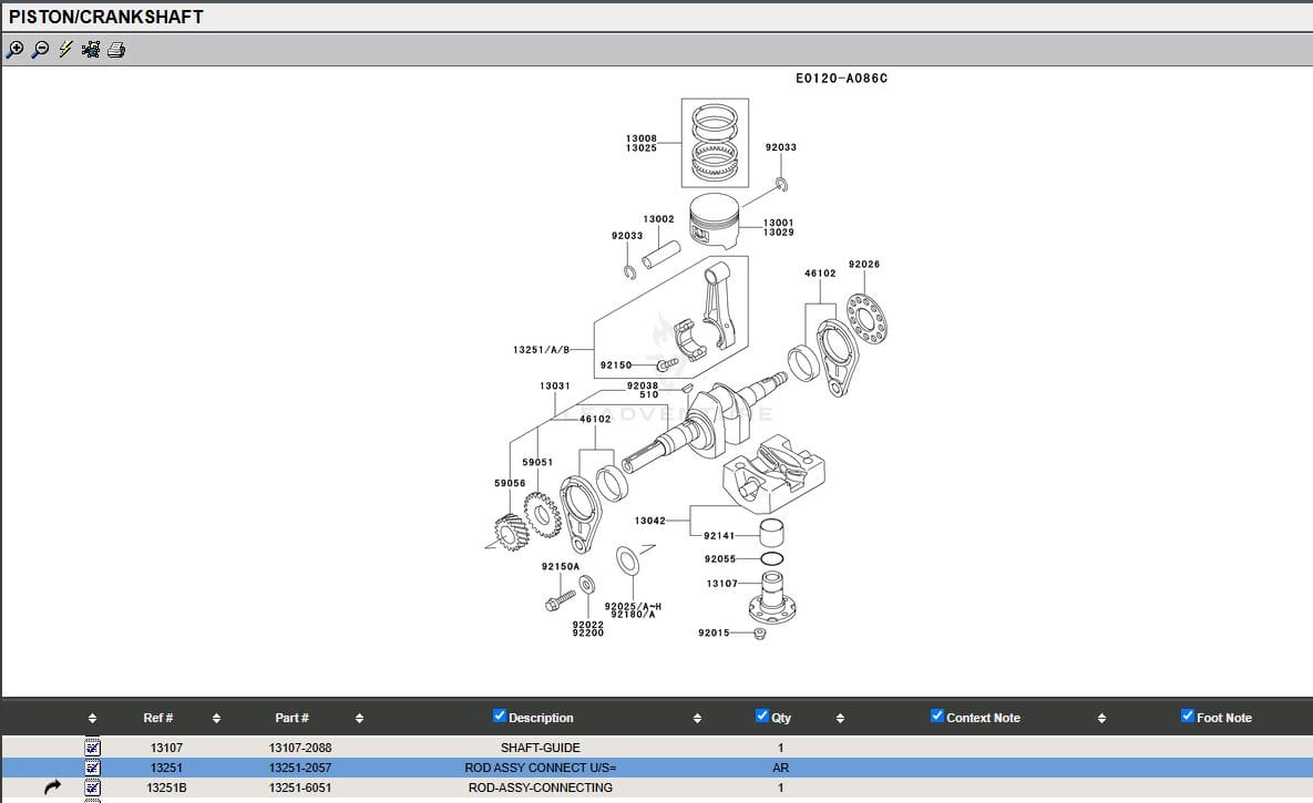 Genuine Kawasaki 13251-2057 Connect Rod OS for FE350D FE400D Club Car Oversize - Image 6