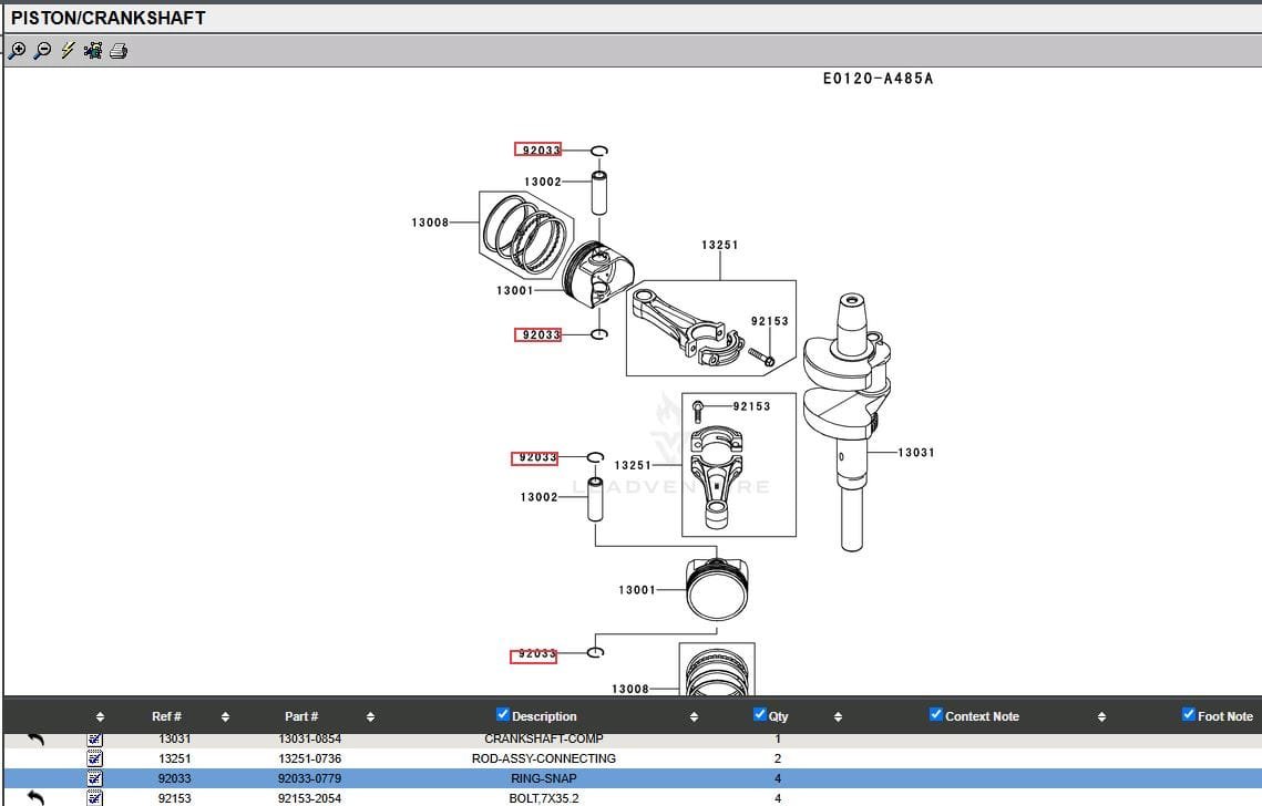 2 Genuine Kawasaki 92033-0779 Snap-Ring Piston Pin FX751V FX801V FX820V FX850V - Image 3