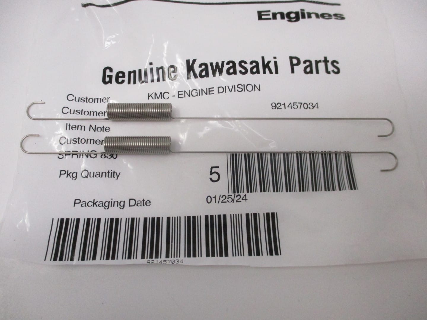 2 Genuine Kawasaki 92145-7034 Carburetor Linkage Spring FH601V FH641V FH680V - Image 2