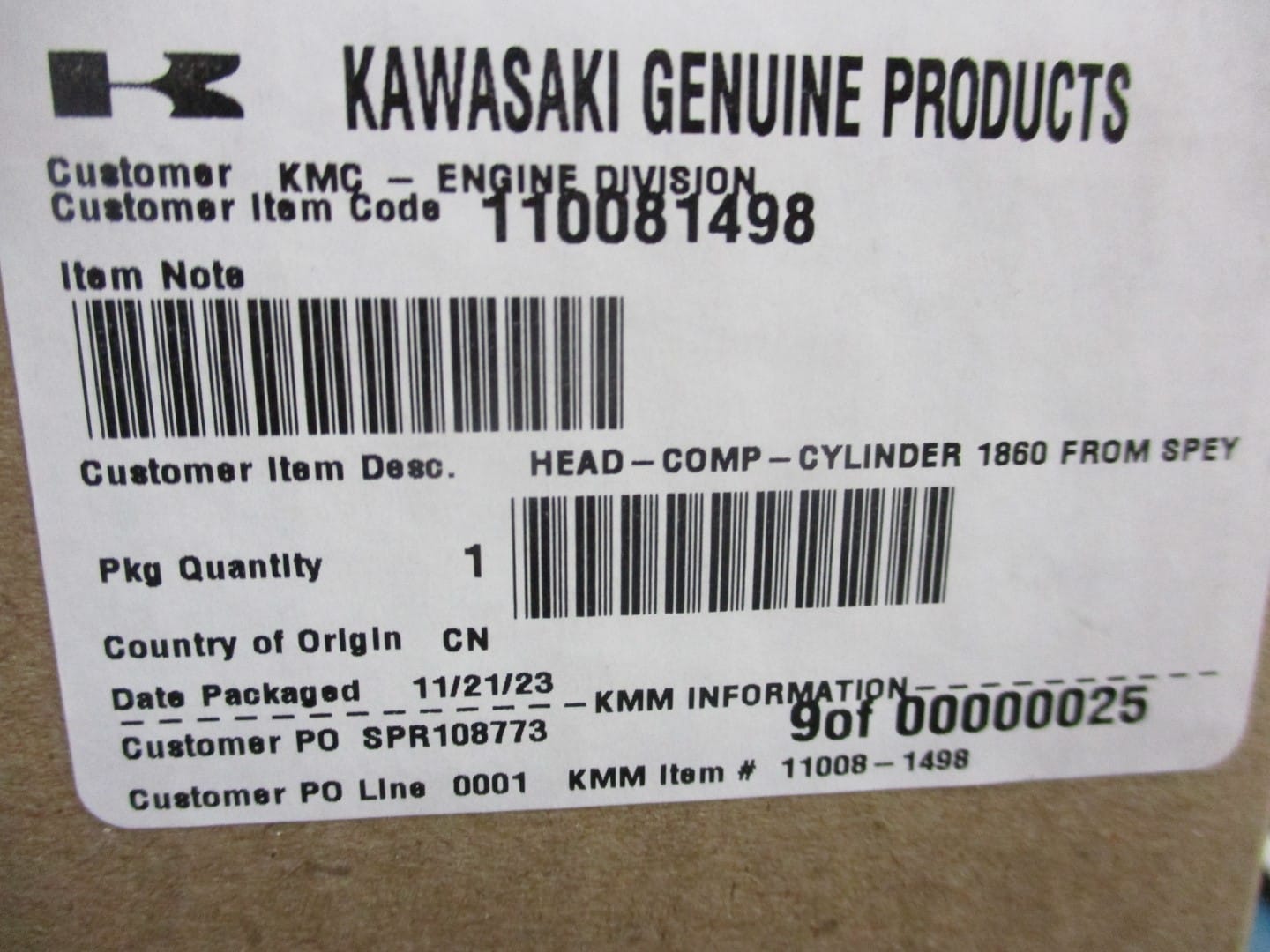 Genuine Kawasaki Head #1 11008-1498 Bare FX751V FX801V FX850V 11008-0901 - Image 2