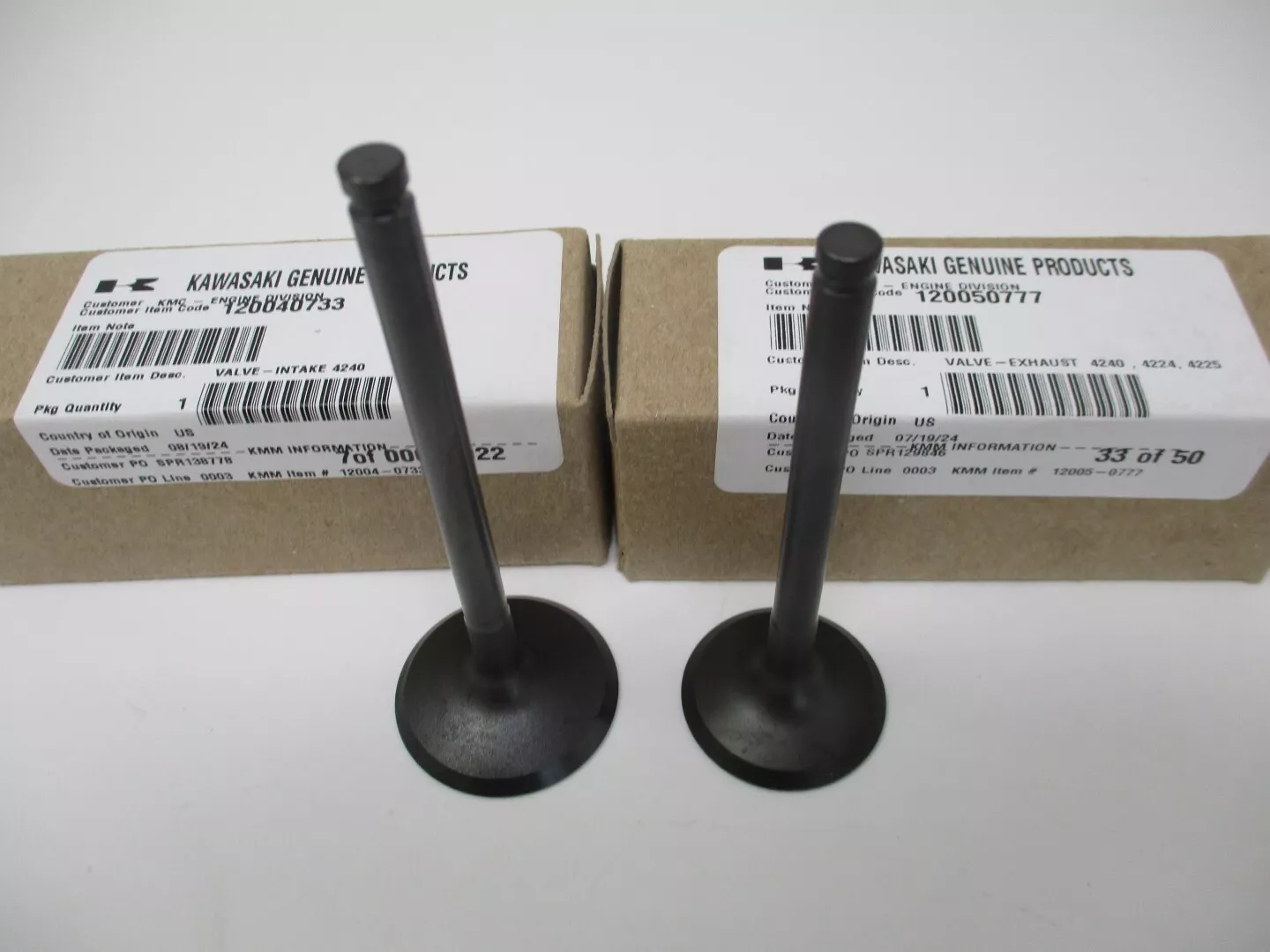 Genuine Kawasaki 12005-0777 Exhaust 12004-0733 Intake Valves - Image 3