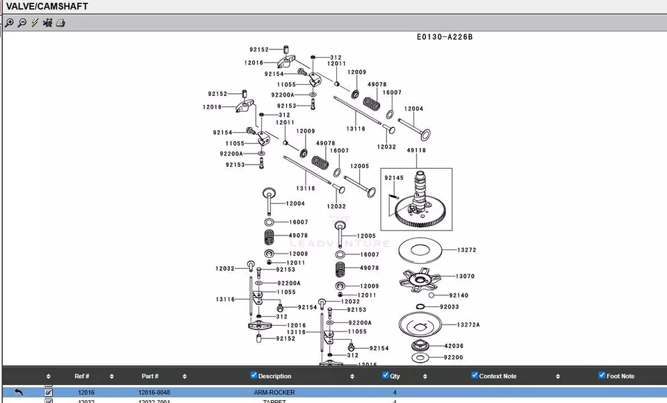 2 Genuine Kawasaki 12016-0048 Rocker Arms & Collar 92152-2077 FX751V FX801V FX850V - Image 4