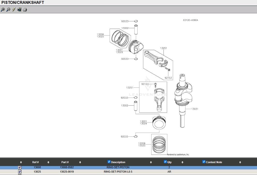 Genuine Kawasaki 13029-0044 Piston Oversize 0.5 OS FXT00V EFI - Image 6