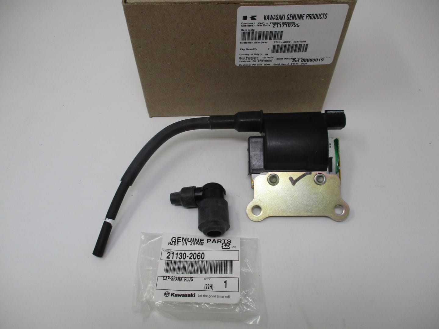 Genuine Kawasaki 21171-0725 & 21130-2060 2EFI Ignition Coil Spark Plug Cap FXT00V - Image 4