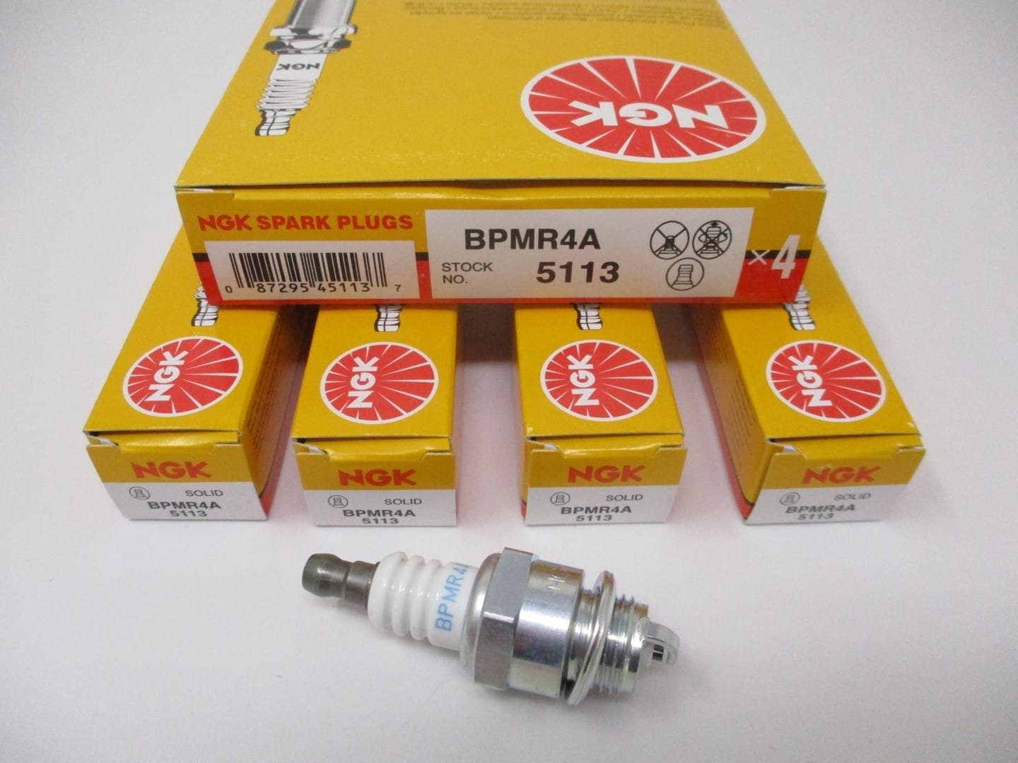 4 Genuine NGK 5113 BPMR4A Spark Plug Solid Lawnmower
